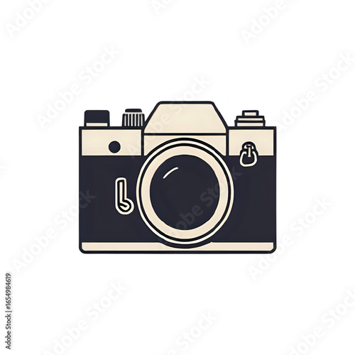 Minimalist line icon of a camera, scalable vector