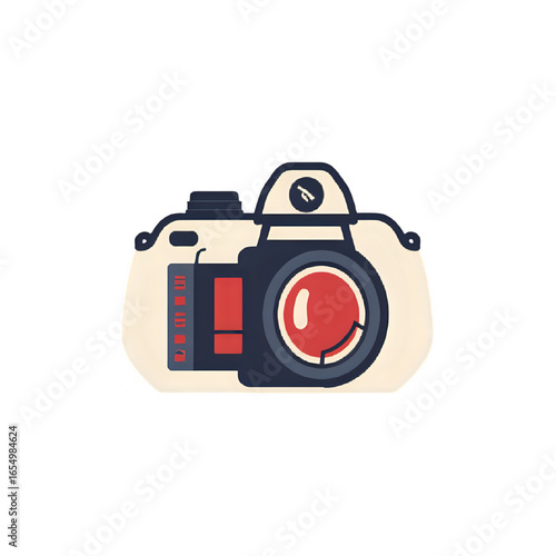 Minimalist line icon of a camera, scalable vector