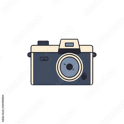Minimalist line icon of a camera, scalable vector