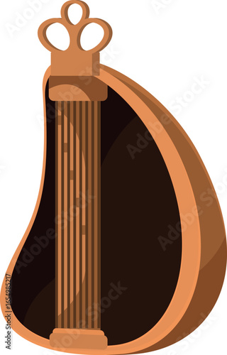 Georgian panduri string musical instrument with wooden body and tuning pegs, representing traditional folk music and craftsmanship