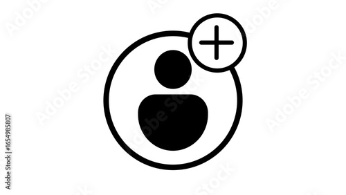 Simple outline icon representing a new user profile with a plus sign indicating addition or creation