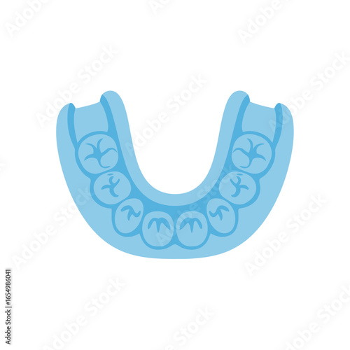 Blue mouth guard for sports dentistry protection isolated on white background.