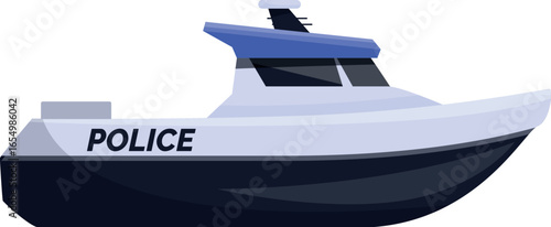 Police patrol boat cruising on water, representing maritime law enforcement and security operations