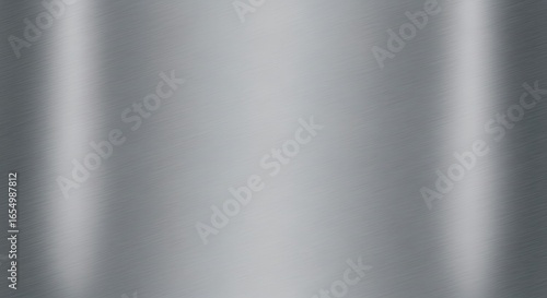 Close up brushed metal texture background with subtle vertical lines and bright specular highlights representing industrial design and futuristic technology concepts
