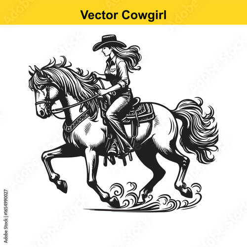 A Cowgirl Vector line art.	