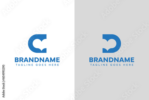 Letter C or D Love Logo, symbolizing love, care, and connection
