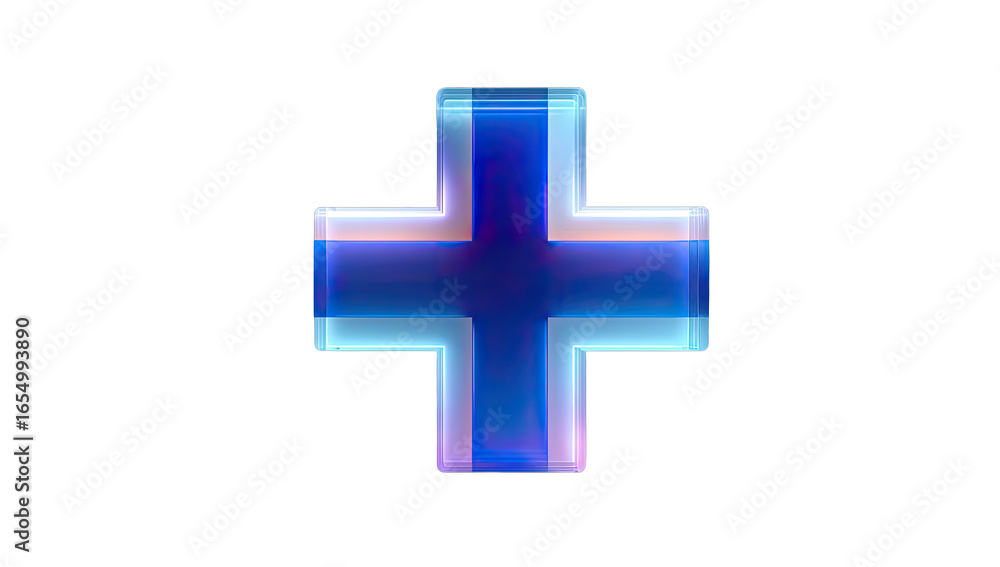 Obraz premium 3D plus sign, vibrant blue