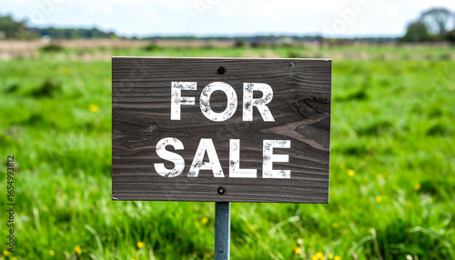 Wallpaper Mural Rectangular Wooden Board with Faded Text in Grass Torontodigital.ca