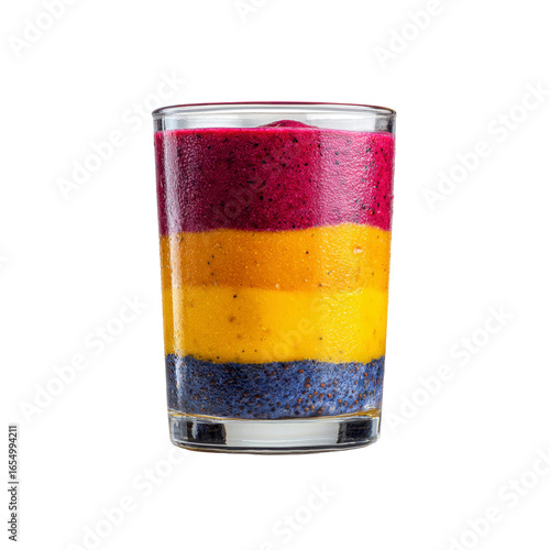 Layered Tropical Fruit Smoothie in Glass
