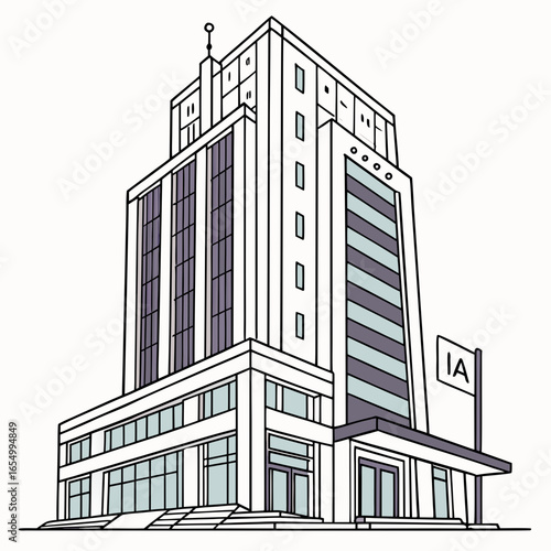 futuristic ai powered skyscraper office building vector
