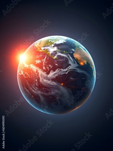 Wallpaper Mural The Earth A Vibrant Planet with a Fiery Sunrise, a Glimpse from Outer Space Torontodigital.ca