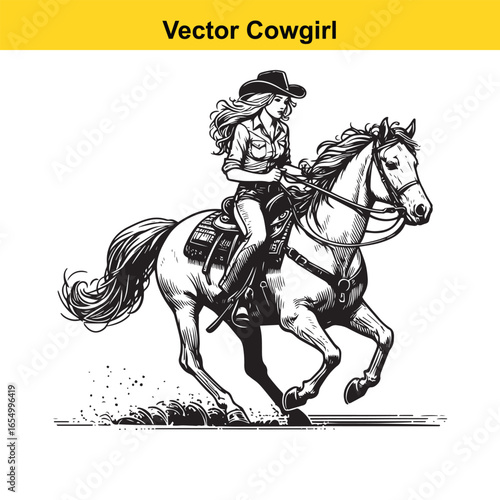A Cowgirl Vector line art.	