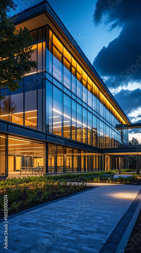 Eco-friendly building with energy-efficient appliances and LED lighting