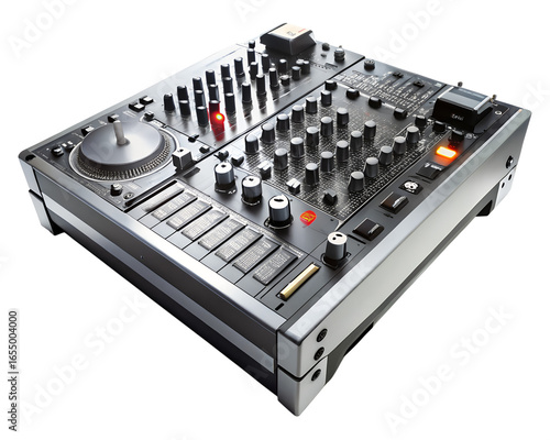 Plakat w ramie Professional dj music mixer and controller equipment, isolated on transparent background