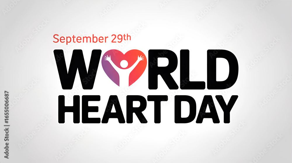 Fototapeta premium World Heart Day September 29th text graphic love health
