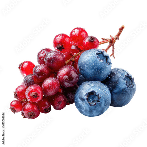 Close-up of Red Currants and Blueberries/Studio Shot/Isolated Background..Defects No defects found