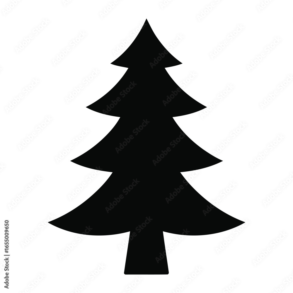 Obraz premium Christmas Tree Silhouette Icon Vector Illustration