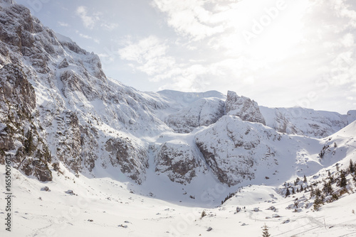 Beauty of mountain peaks covered with snow