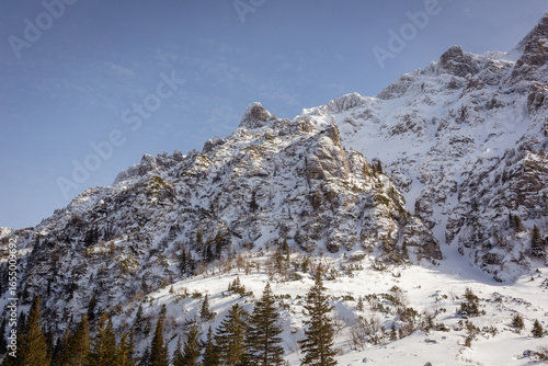 Beauty of mountain peaks covered with snow