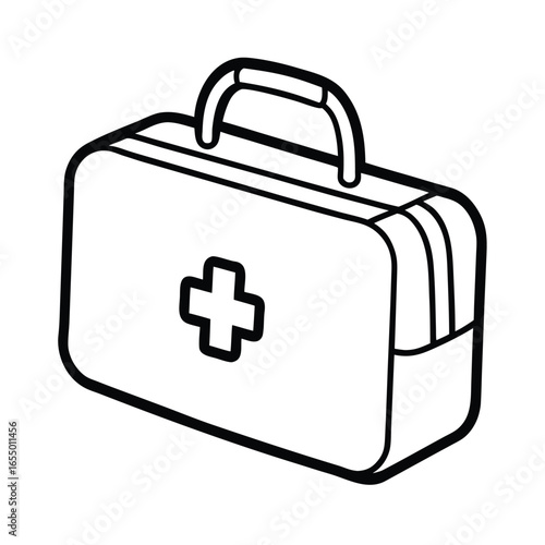 Black and white outline of a first aid kit medical kit