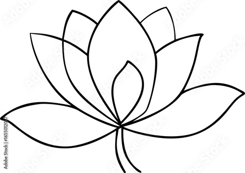 Elegant single line drawing of a lotus flower in minimalist style