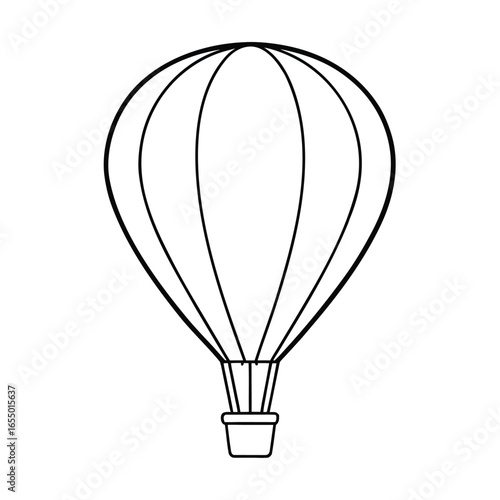 Outline drawing of a hot air balloon airship transportation
