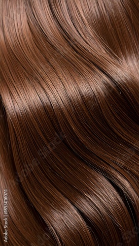 Close-up of smooth brown wavy hair