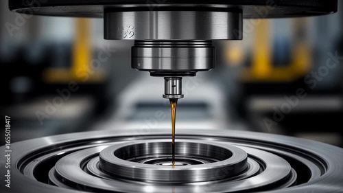 Wallpaper Mural Precision machinery in action with oil being dispensed in a manufacturing facility Torontodigital.ca