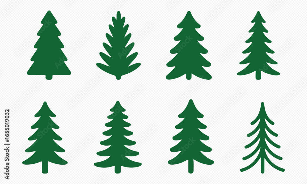Obraz premium Silhouette Vector of Christmas Tree Set
