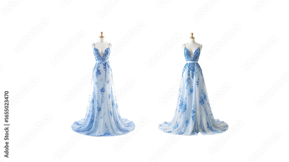 Obraz premium Blue and white dress on transparent background png