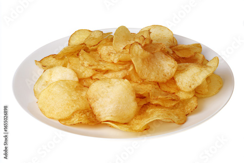 a plate of potato chips on a white plate