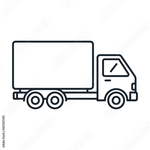 Delivery Truck Icon – Outline Vector Illustration of Cargo Transport Vehicle