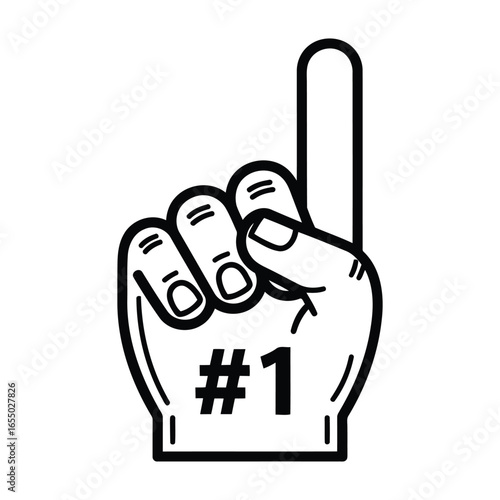 Number One Hand Gesture Icon – Foam Finger Outline Vector