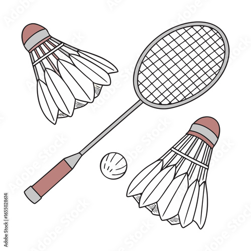badminton racket and shuttlecock sketch