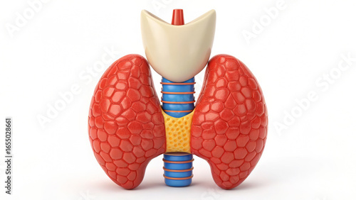 3D cartoon human thyroid organ endocrine system medical anatomy illustration