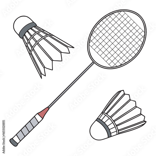 badminton racket and shuttlecock sketch
