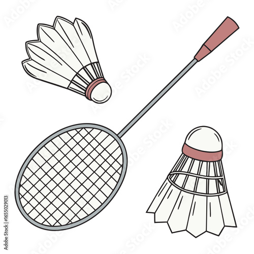 badminton racket and shuttlecock sketch
