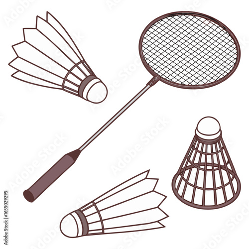 badminton racket and shuttlecock sketch