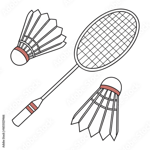 badminton racket and shuttlecock sketch