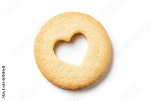 a heart shaped cookie on a white surface