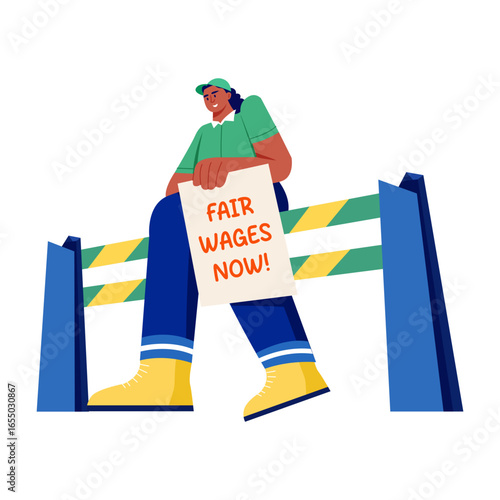 A flat style illustration showing fair wages