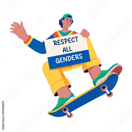A flat style illustration representing skating