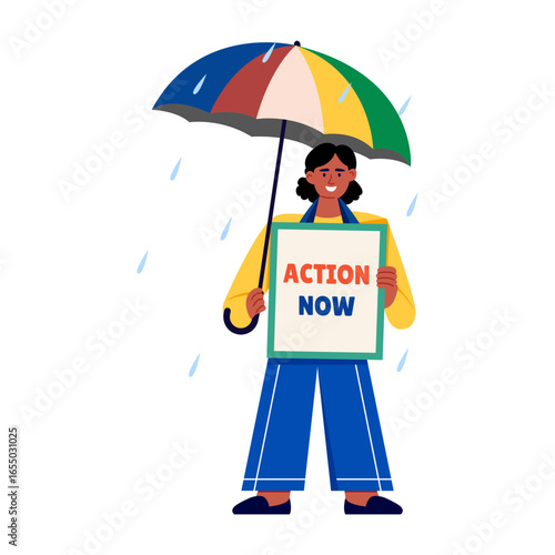 A flat style illustration representing climate change