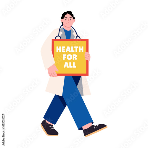 A flat style illustration showing doctor