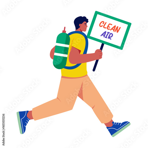 A flat style illustration showing running