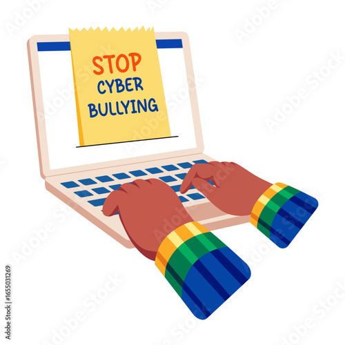 A flat style illustration representing cyberbullying