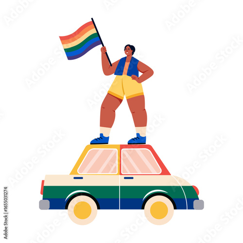 A flat style illustration representing pride protest