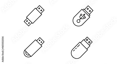 Four usb flash drives in different orientations and styles