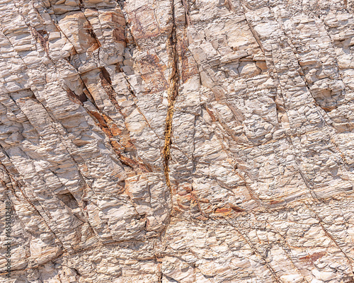 Close-up of Monterey Formation shale at Jalama Beach. The fossiliferous shale dates back to the Miocene epoch.