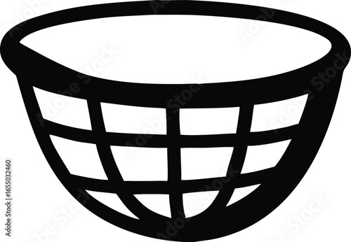 Black Silhouette of a Woven Basket with Open Top container receptacle